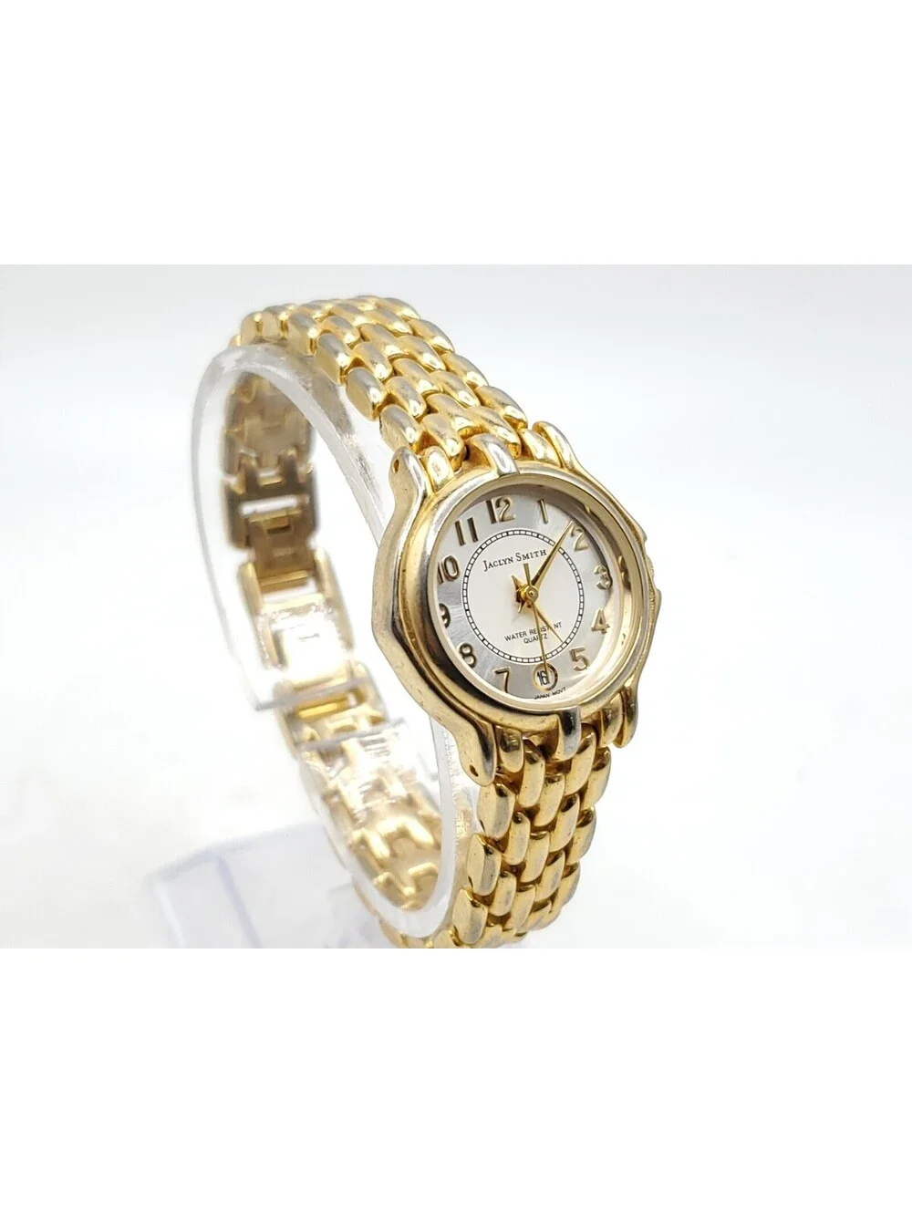 Jaclyn Smith Watch Womens New Battery Gold Tone Date Dial 24mm